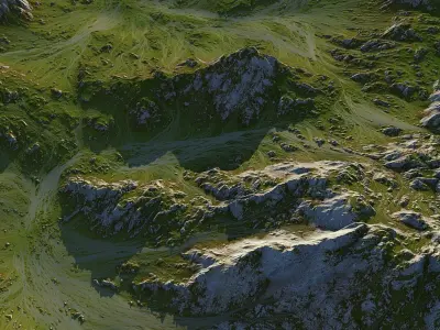 Grass Map Mountains Low-poly 3D model