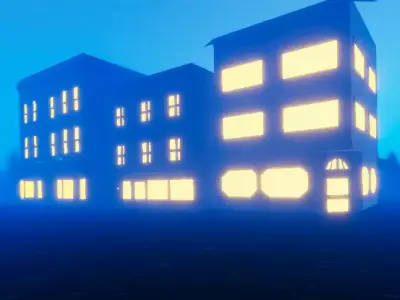 Low poly building pack Low-poly 3D model