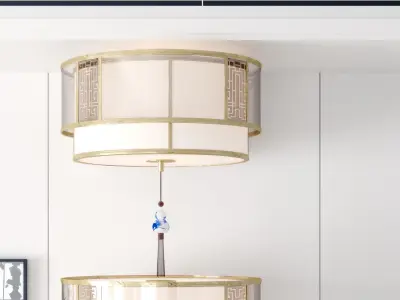 ceiling Chinese lamp style metal 3D model