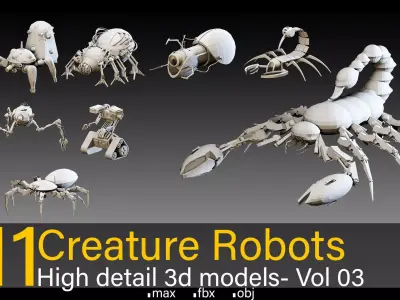 11 Creature Robots- Vol 03- High detail 3d models 3D model