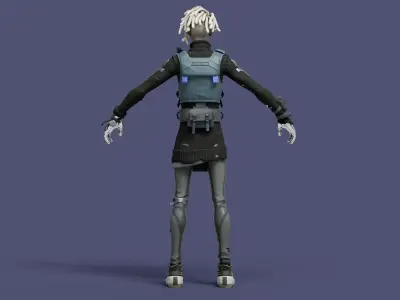 Bytes Cyberpunk Rigged Character 3D model
