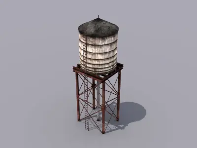 Water Tower Low-poly 3D model