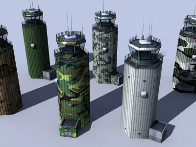 ATC Tower - 6 Diffrent textures - Air Traffic Control Tower Low-poly 3D model