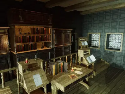 Medieval Library Update Low-poly 3D model
