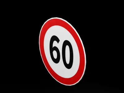 Street Speed Sign Circle Low-poly 3D model