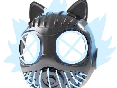 Cyber Design Mask With Ears  Design 2026 Low-poly 3D model model Low-poly 3D model