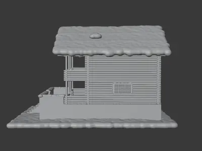 Snowy Log House 3D model