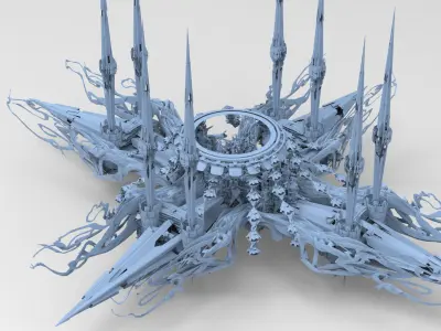 Sci fi Orchid city structure collection 1 3D model