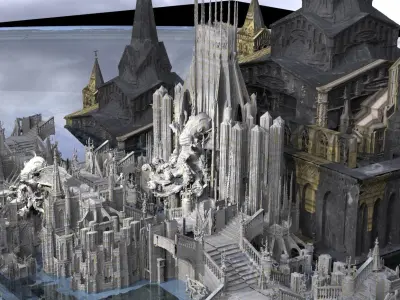 Ancient Babylonian Golden City kit bash 3D model