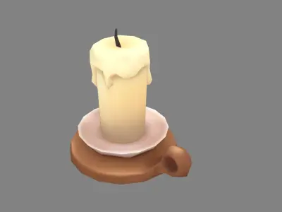 Cartoon candle holder Low-poly 3D model