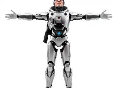 Silver Cyber Armor model pack Low-poly 3D model