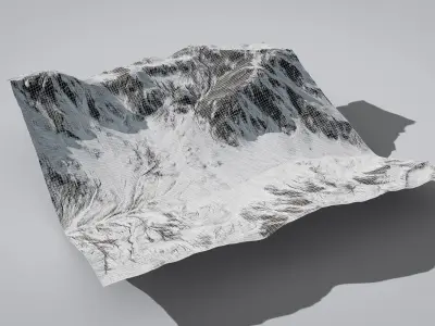 Snowy Landscape Low-poly 3D model