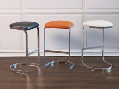 Chrome Cantilevered Bar Stool 3D model