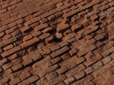 Weathered Red Brick Floor PBR Material  Texture