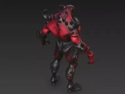 Red Humanoid Monster 3D Model 3D model