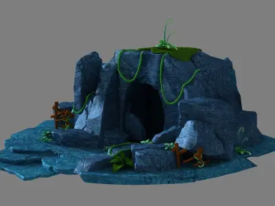 Skeleton Cave scene entrance to the cave rock 3D model purchase