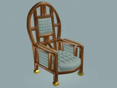Elegant neoclassical wooden and cotton armchair 3D model