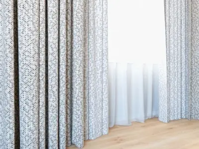 Curtains 75 Curtains with Tulle ROHI Mica 3D model