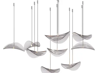 WAVE FLOATING LEAF CHANDELIER 3D model