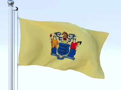 Animated New Jersey Flag Low-poly 3D model