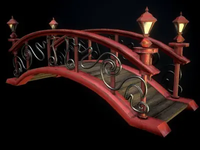 Bridge 4 texture options low and high poly Low-poly 3D model