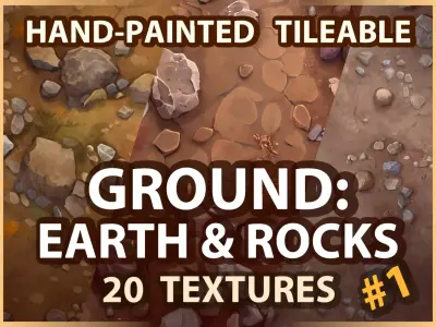 Ground - Earth and Rocks - 20 TEXTURES - Hand-painted -PACK 1--- Texture