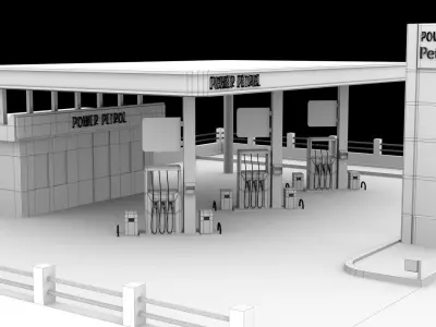 Cartoonic Petrol Station Low Poly Low-poly 3D model