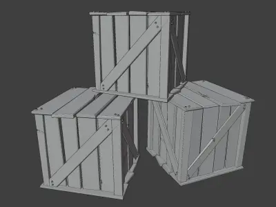Stylized wooden box  low poly Low-poly 3D model