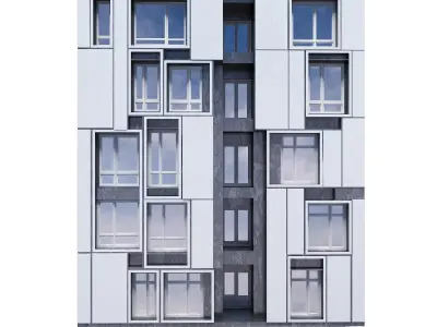 Low poly building modern apartment Low-poly 3D model