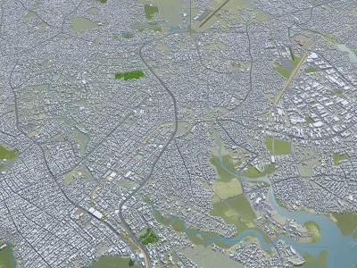 Port Harcourt Nigeria 30km AI Low-poly 3D model