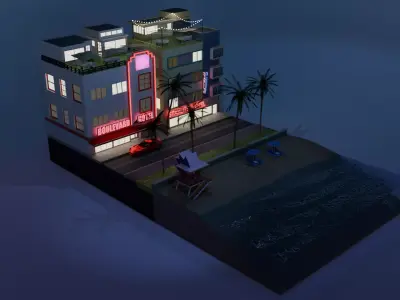 South Beach Strip Scene 3D model