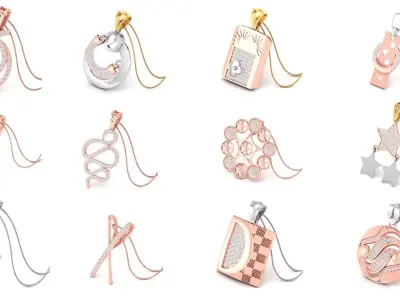 67 Cocktail Diamond Pendant Collection 3dm stl renders 3D Model 3D print model
