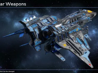 Spaceship Fighter Piranha Low-poly 3D model