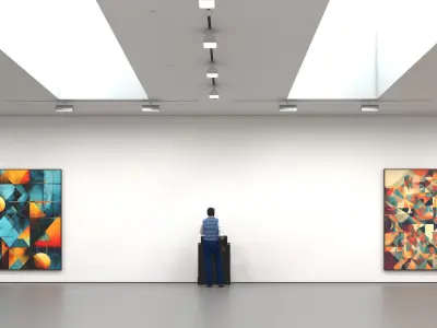  Modern Art Gallery Interior with Visitors 