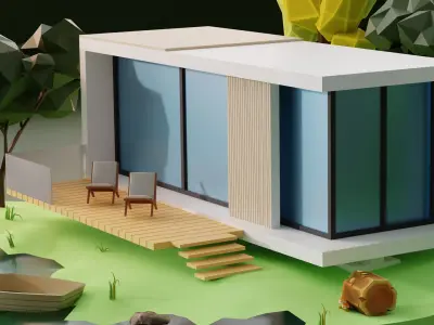 House in forest low-poly 3D model