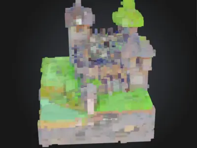 Mosswatch Keep  Voxel Medieval Castle 3D model