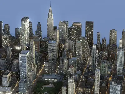  Manhattan District Night block01 Low Poly 