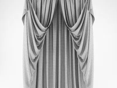 Curtains draped curtain Low-poly 3D model