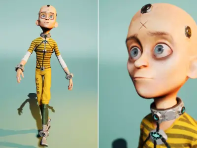 Stylized Character Teen Boy 3D CG Character Rigged Model  Low-poly 3D model