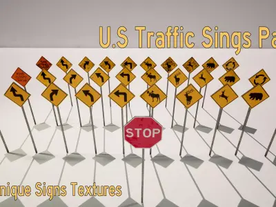 3D US Traffic Signs Pack  3D model