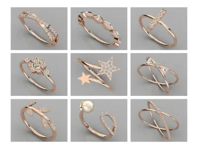 297 light weight ladies rings stl 3D print model