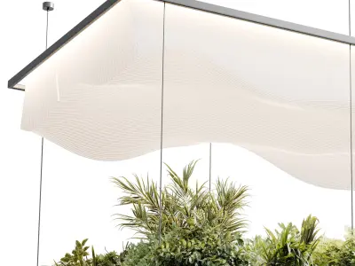 Rectangle pot light pendant - plant light hanging 25 3D model