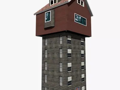 Wooden House Low-poly 3D model 9