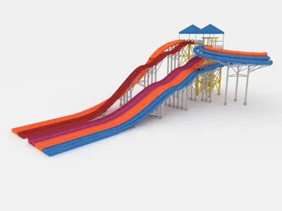 Collection Waterpark Slide 5 3D Model Pack