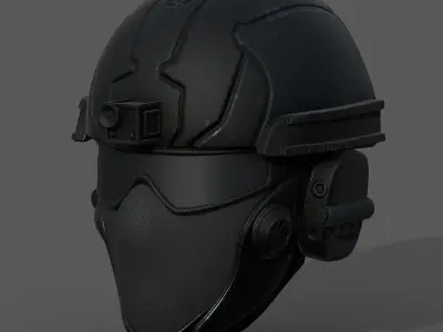 Helmet scifi military combat futuristic technology  Low-poly 3D model