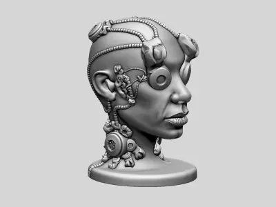 Robot human head Headphone Stand  Cyborg Headset Stand 3D print model