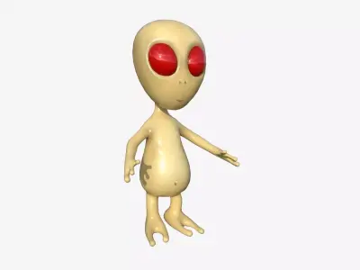 Cute Alien A03 Beige Red - Simple - Character Design Low-poly 3D model