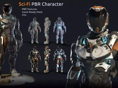 Lunar Suit - PBR Sci-Fi Character Low-poly 3D model