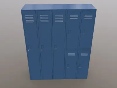 PBR School Gym Locker 07 - Blue Dark Low-poly 3D model