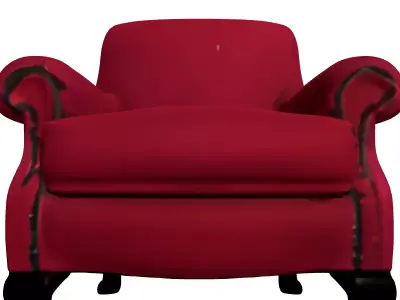 Red Velvet Classic Armchair Low-poly 3D model